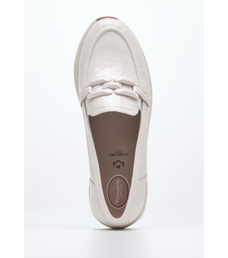 Women Moccasins 84700 Beige Leather Tamaris