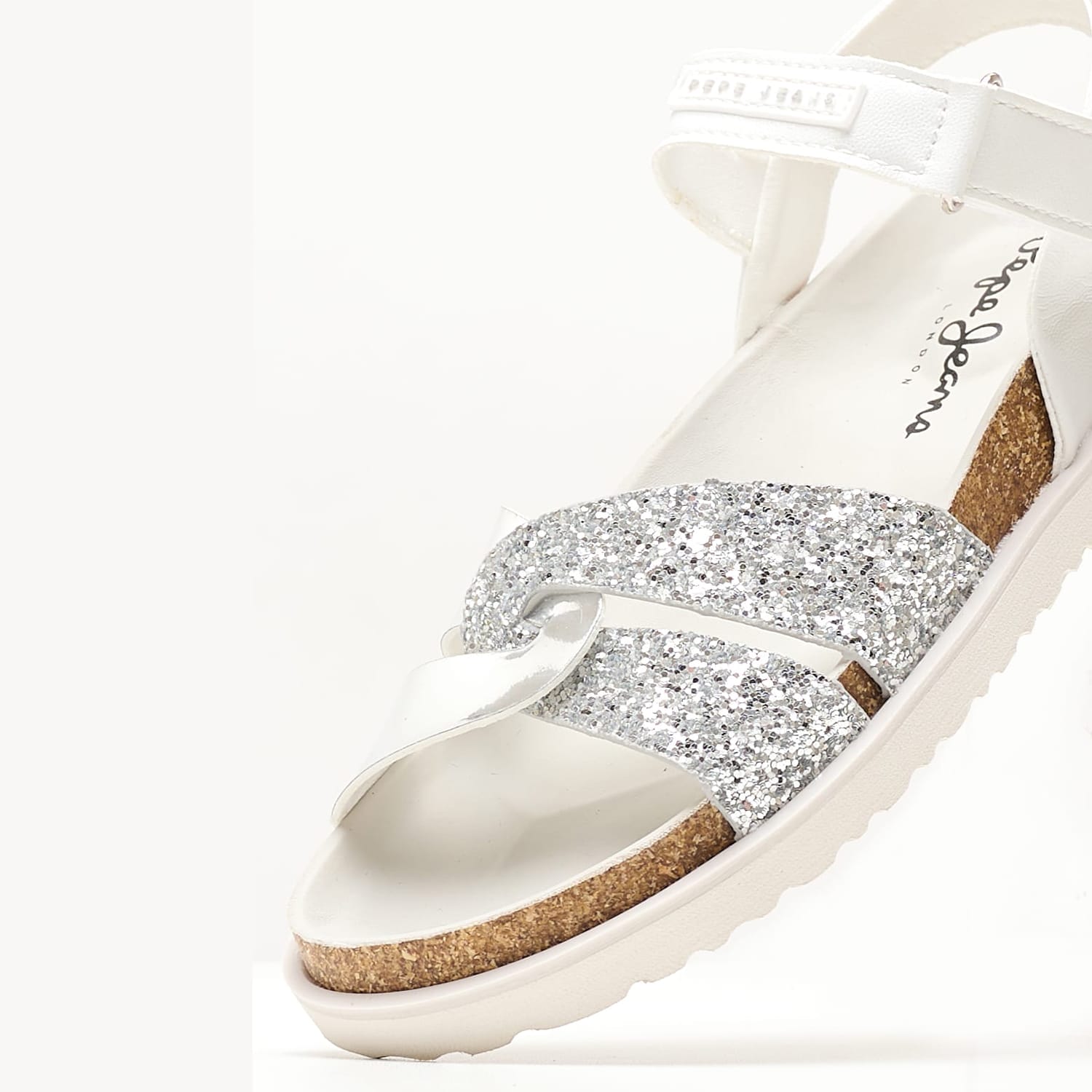 Kids Flip Flops & Sandals Berlin.Cross Silver ECOleather Pepe Jeans