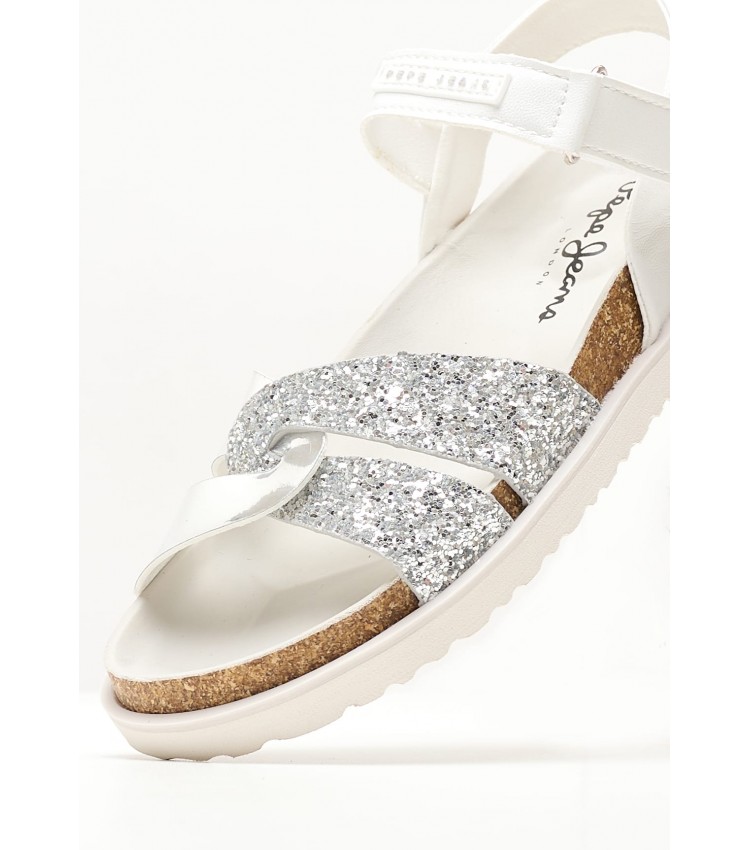 Kids Flip Flops & Sandals Berlin.Cross Silver ECOleather Pepe Jeans