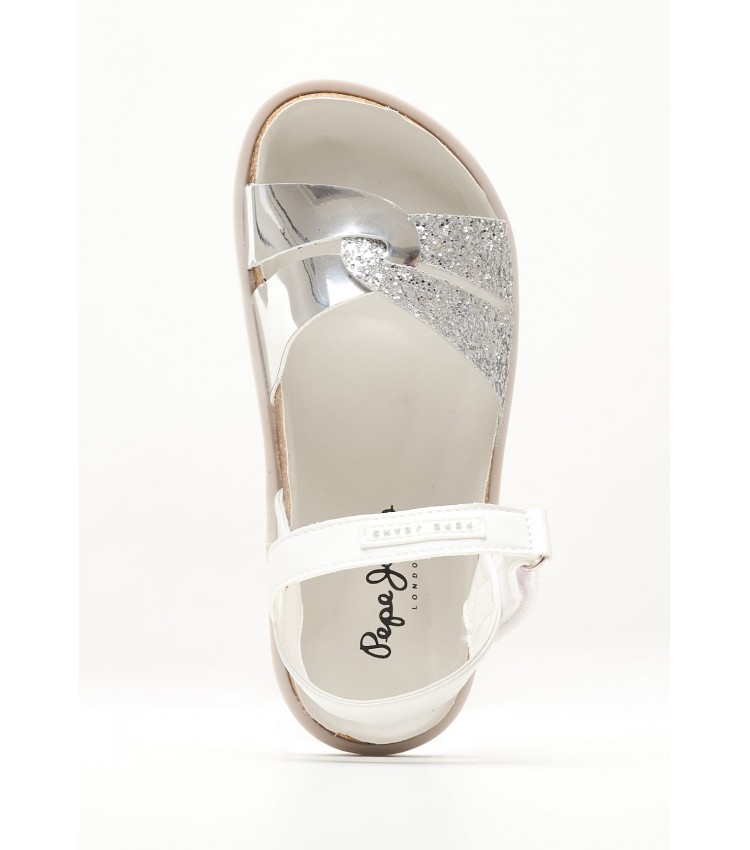 Kids Flip Flops & Sandals Berlin.Cross Silver ECOleather Pepe Jeans