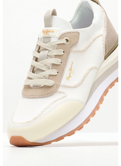 Women Casual Shoes Blur.Rind White Fabric Pepe Jeans