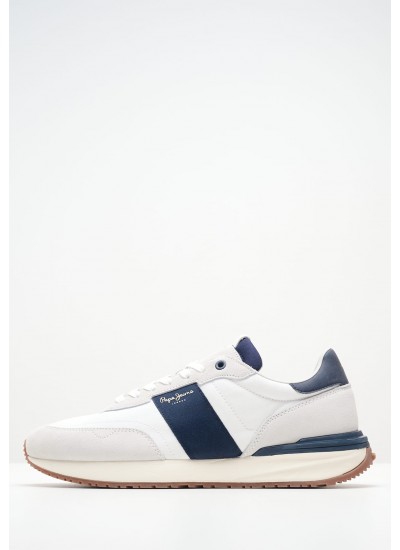 Men Casual Shoes Buster.Tape White Leather Pepe Jeans