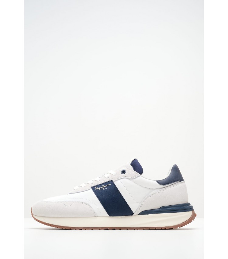 Men Casual Shoes Buster.Tape White Leather Pepe Jeans