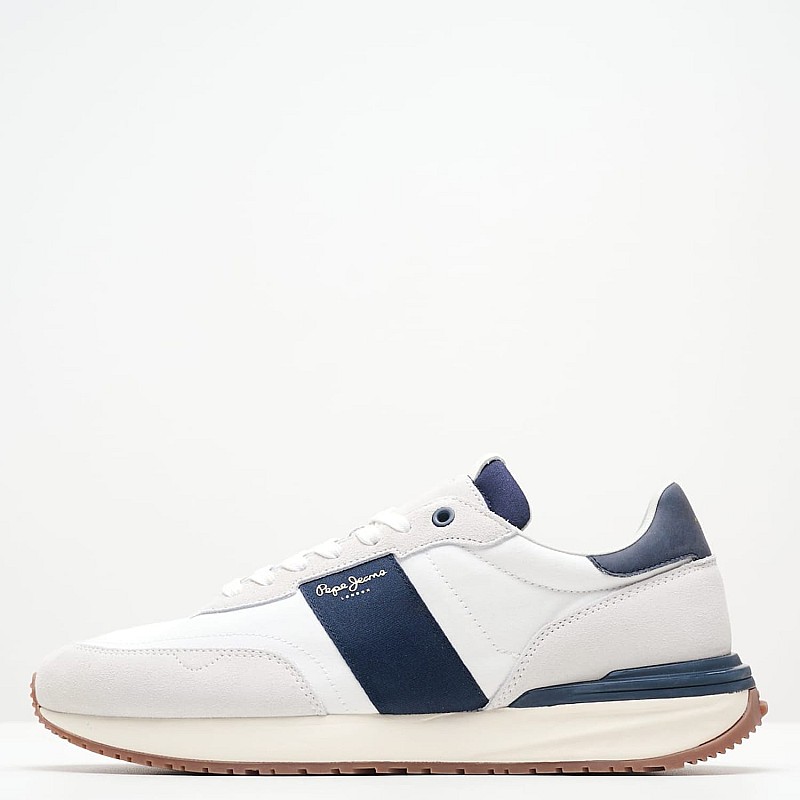 Ανδρικά Παπούτσια Casual Buster.Tape Άσπρο Δέρμα Pepe Jeans