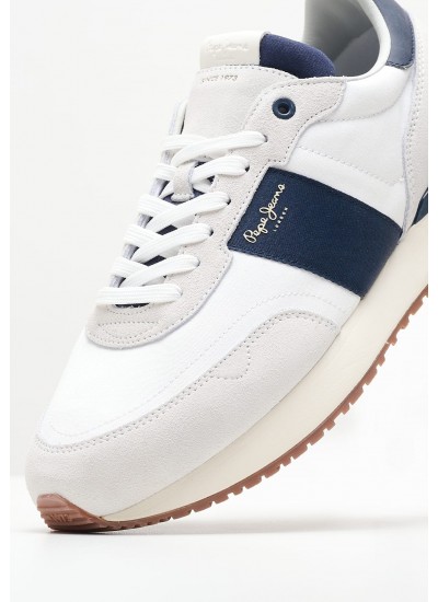 Men Casual Shoes Buster.Tape White Leather Pepe Jeans