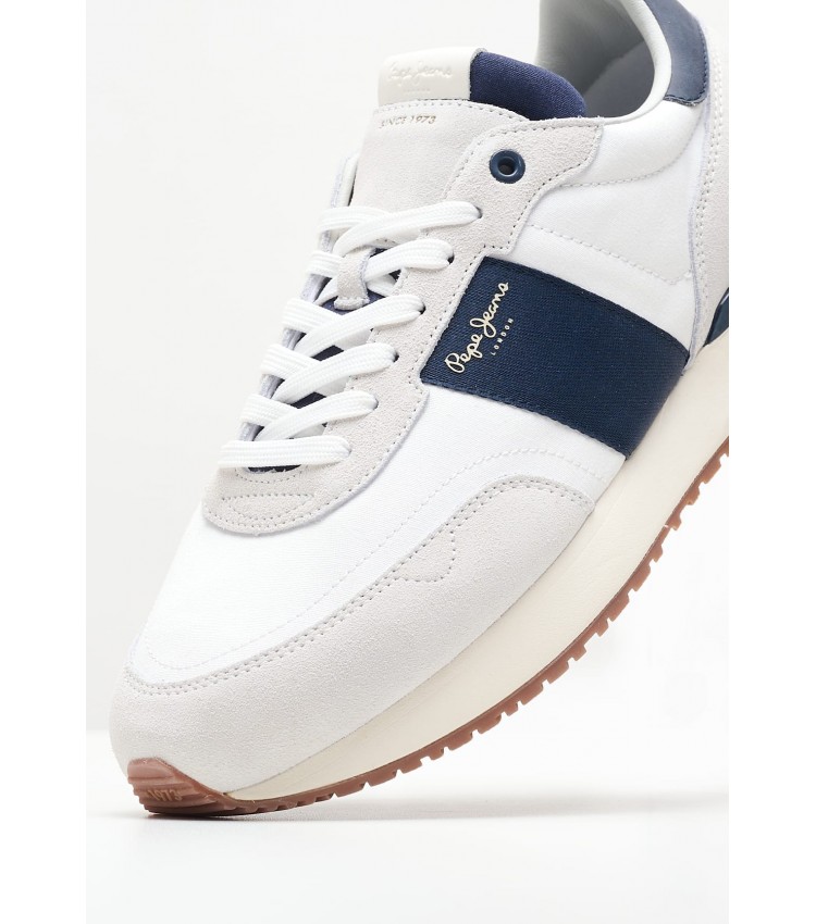 Men Casual Shoes Buster.Tape White Leather Pepe Jeans