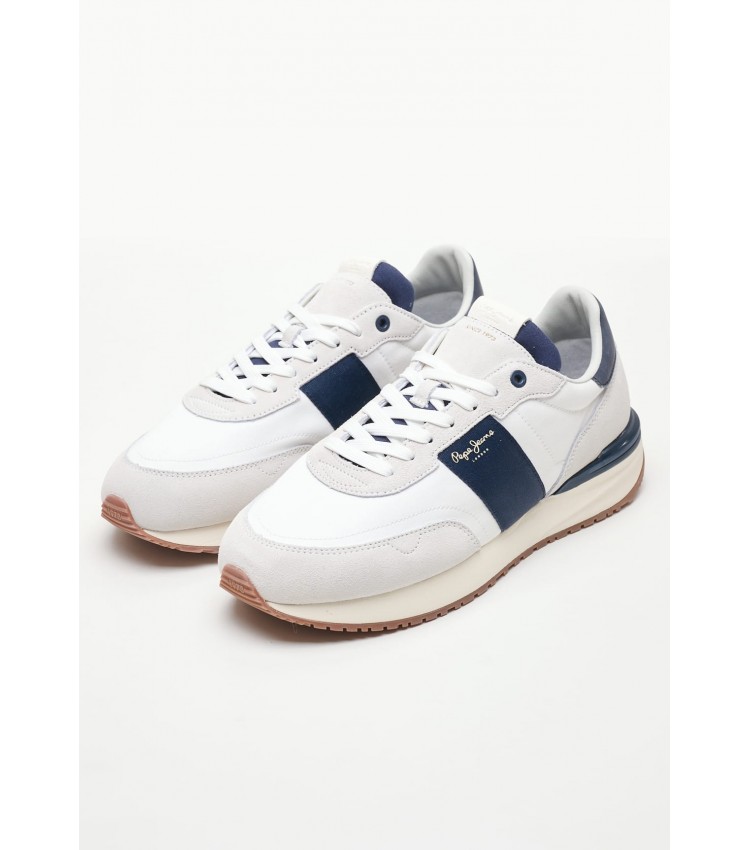 Men Casual Shoes Buster.Tape White Leather Pepe Jeans