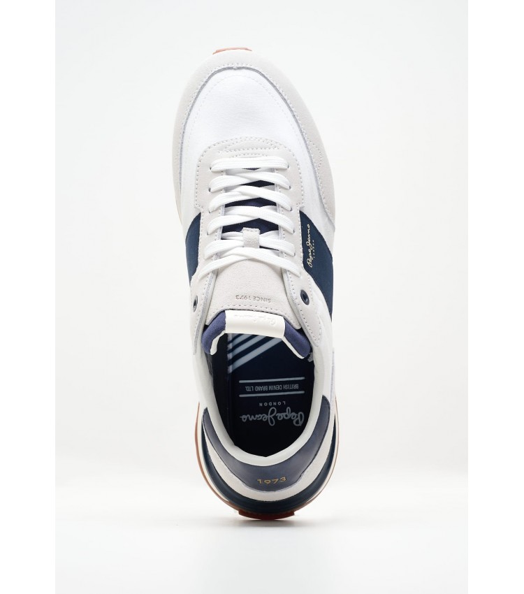 Men Casual Shoes Buster.Tape White Leather Pepe Jeans