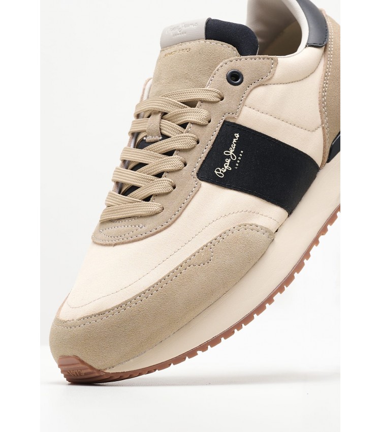 Men Casual Shoes Buster.Tape Beige Leather Pepe Jeans