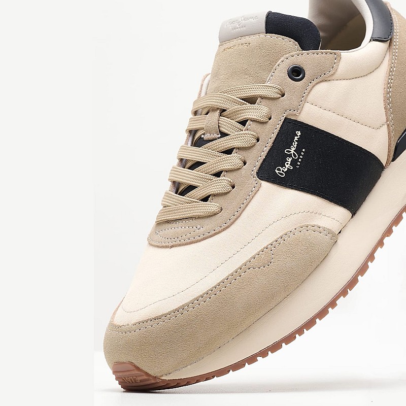 Ανδρικά Παπούτσια Casual Buster.Tape Μπεζ Δέρμα Pepe Jeans