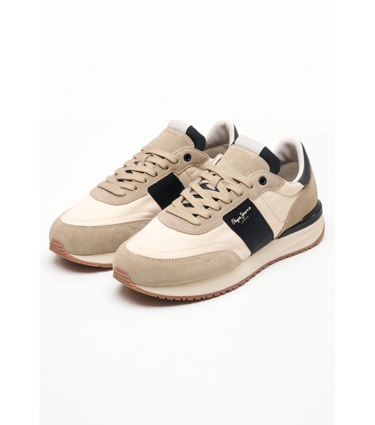 Men Casual Shoes Buster.Tape Beige Leather Pepe Jeans