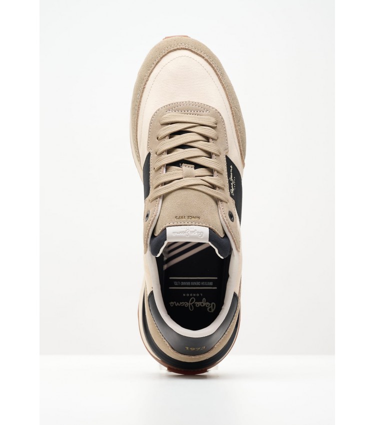 Men Casual Shoes Buster.Tape Beige Leather Pepe Jeans