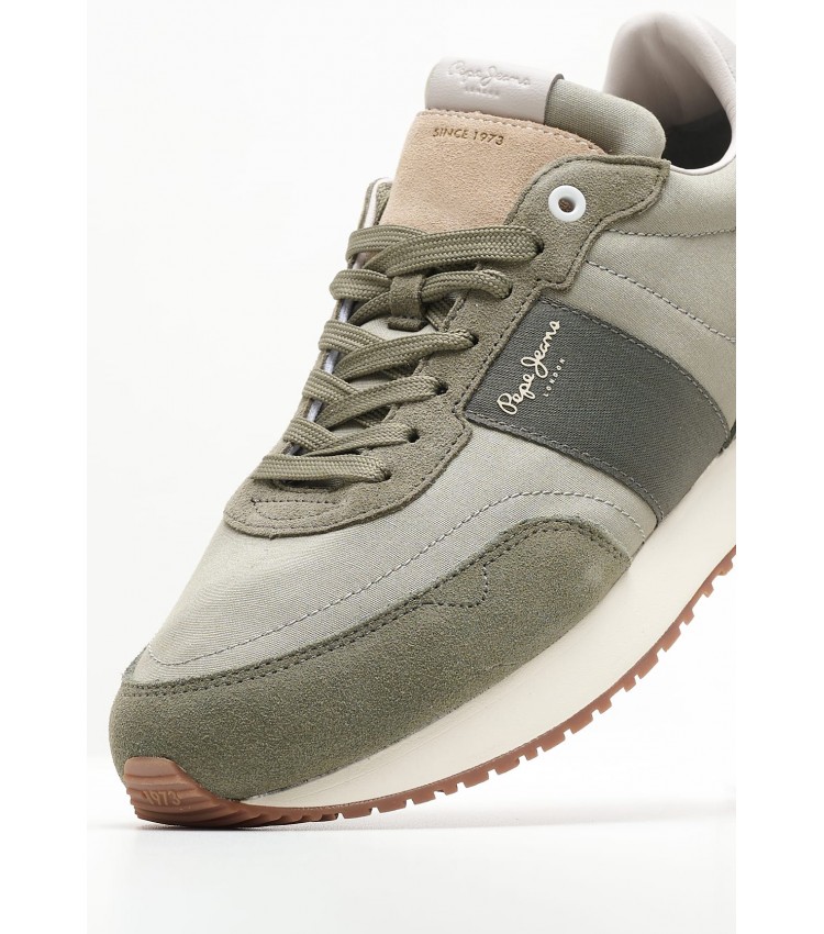 Men Casual Shoes Buster.Tape Olive Leather Pepe Jeans