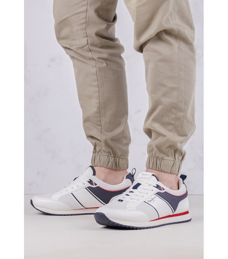 Men Casual Shoes Dublin.Brand White ECOleather Pepe Jeans