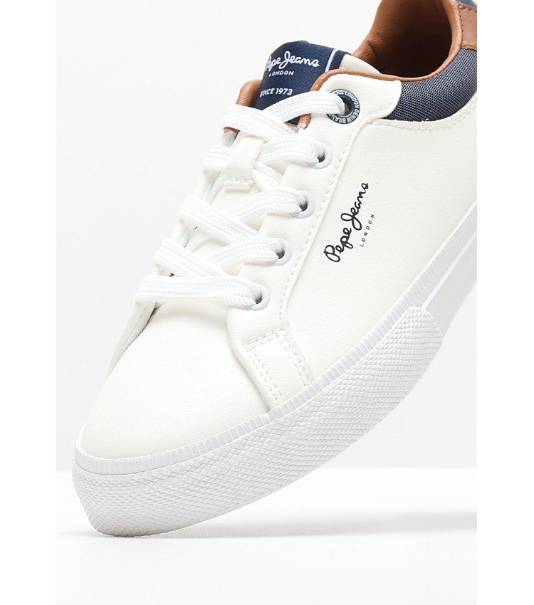 Kids Casual Shoes Kenton.Court.Boy White Leather Pepe Jeans