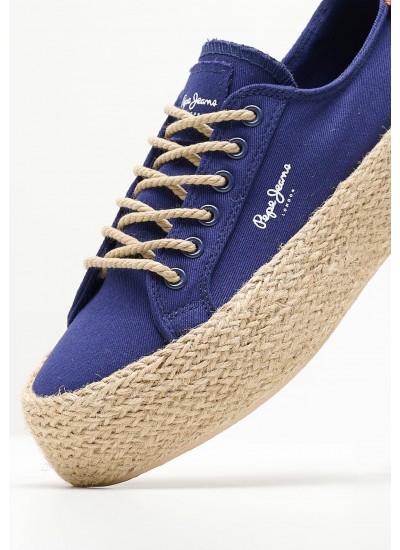 Women Casual Shoes Kyle.Classic Blue Fabric Pepe Jeans