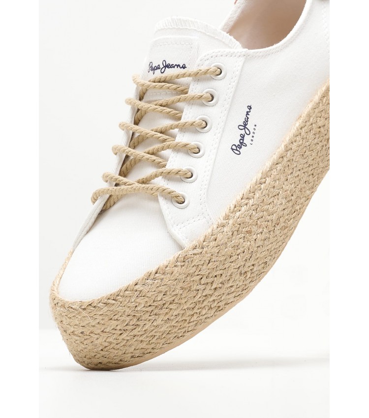 Women Casual Shoes Kyle.Classic White Fabric Pepe Jeans