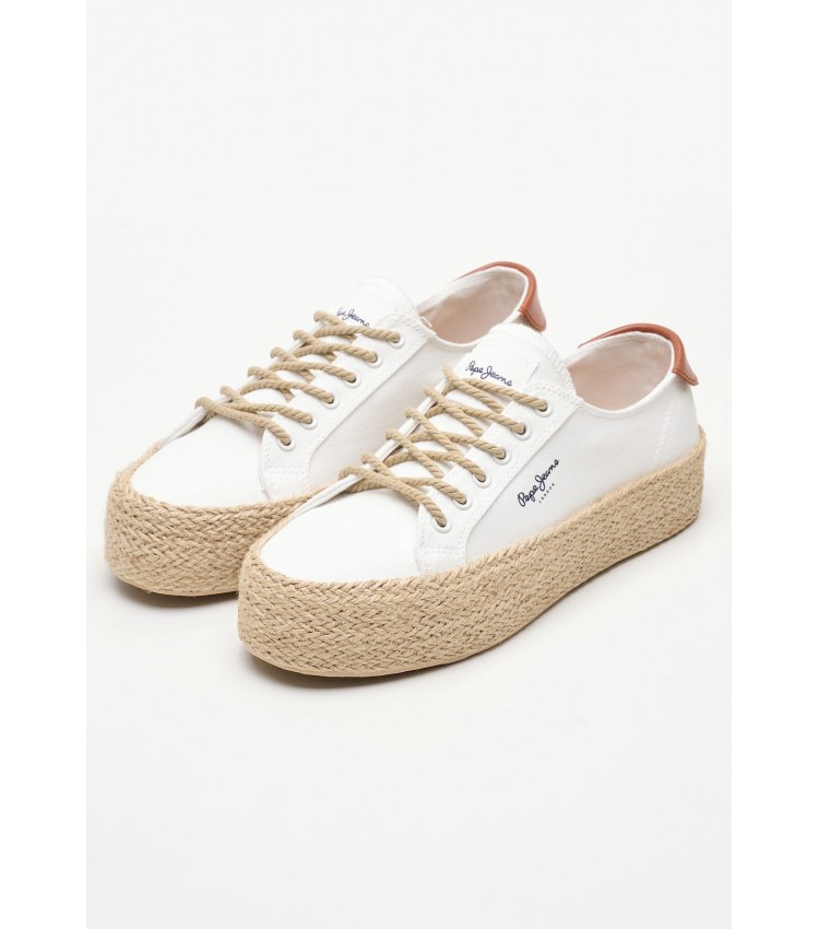 Women Casual Shoes Kyle.Classic White Fabric Pepe Jeans