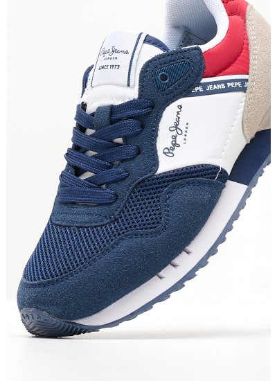 Παιδικά Παπούτσια Casual London.Ban Μπλε Ύφασμα Pepe Jeans