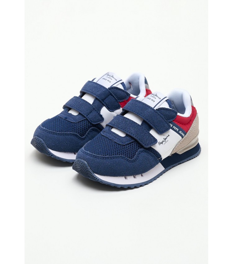 Kids Casual Shoes London.Urban Blue ECOsuede Pepe Jeans