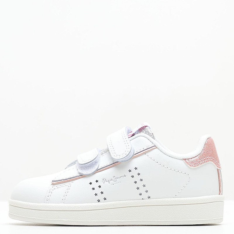 Kids Casual Shoes Night.Gk White Leather Pepe Jeans
