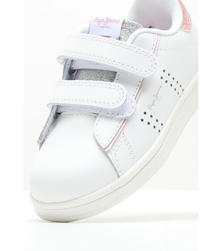 Kids Casual Shoes Night.Gk White Leather Pepe Jeans
