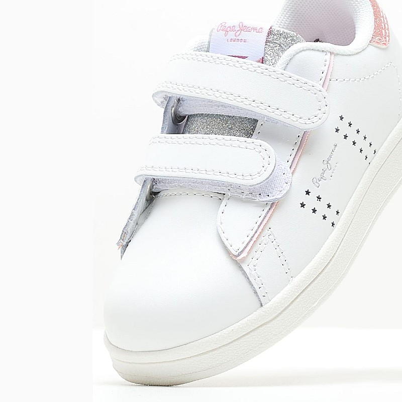 Kids Casual Shoes Night.Gk White Leather Pepe Jeans