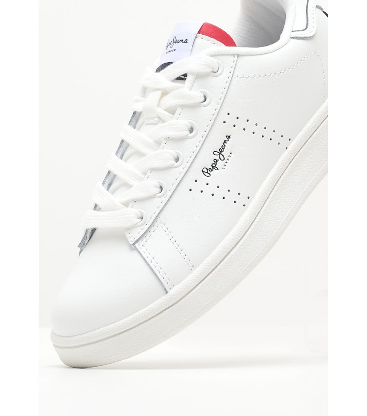 Kids Casual Shoes Player.Bb White Leather Pepe Jeans