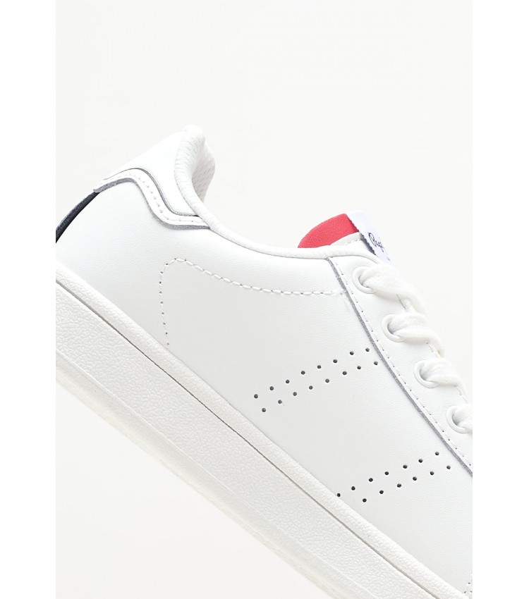 Kids Casual Shoes Player.Bb White Leather Pepe Jeans