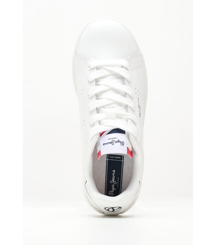 Kids Casual Shoes Player.Bb White Leather Pepe Jeans