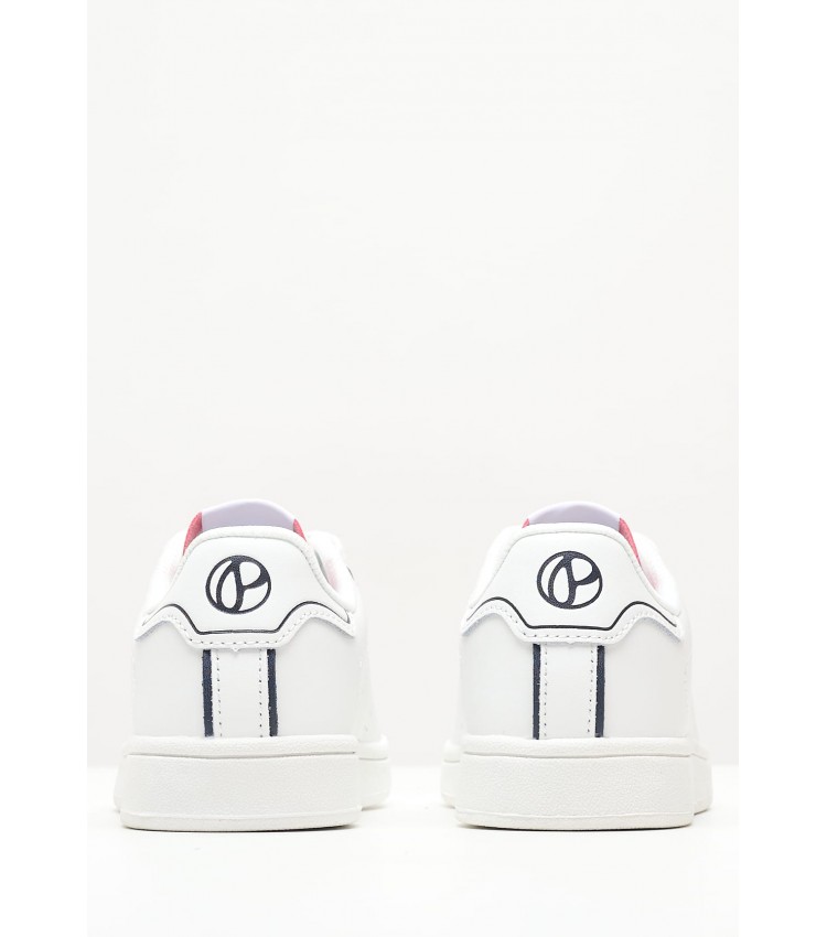 Kids Casual Shoes Player.Bb White Leather Pepe Jeans