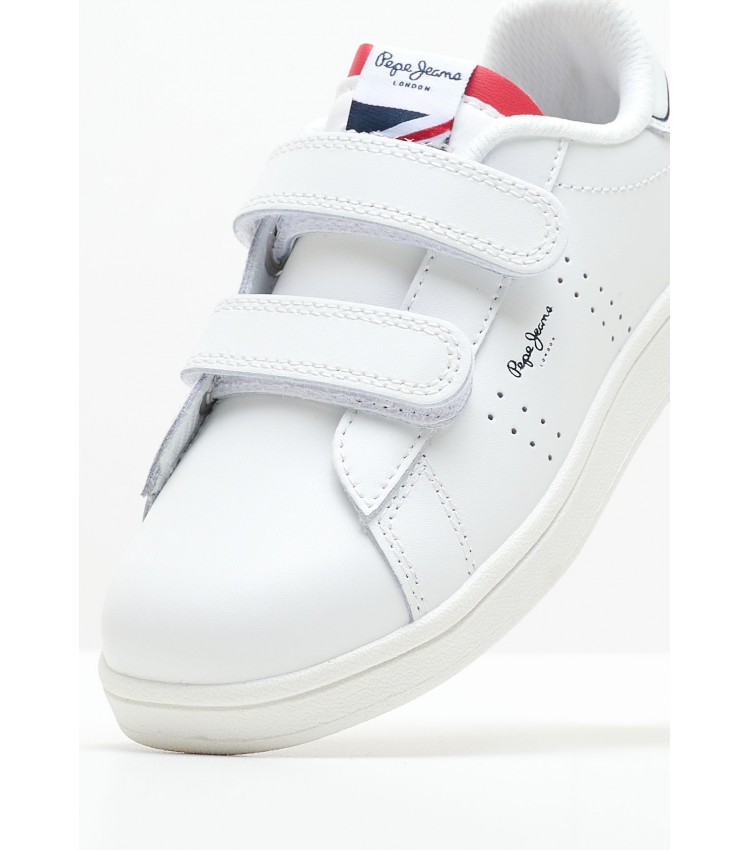Kids Casual Shoes Player.Bk White Leather Pepe Jeans