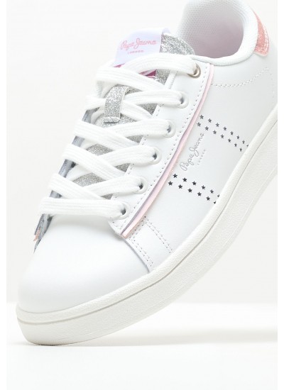 Kids Casual Shoes Player.Night White Leather Pepe Jeans