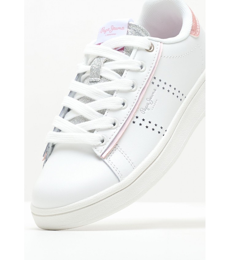 Kids Casual Shoes Player.Night White Leather Pepe Jeans