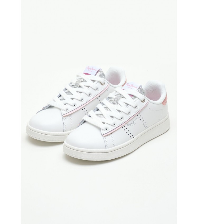 Kids Casual Shoes Player.Night White Leather Pepe Jeans