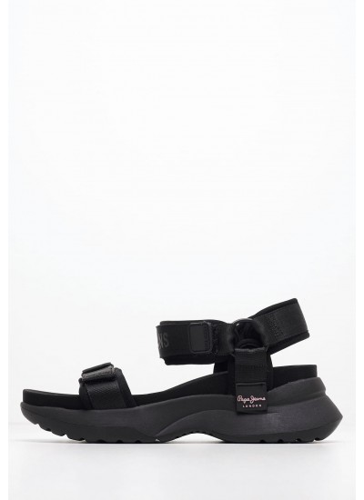 Women Sandals Venus.Block Black Fabric Pepe Jeans