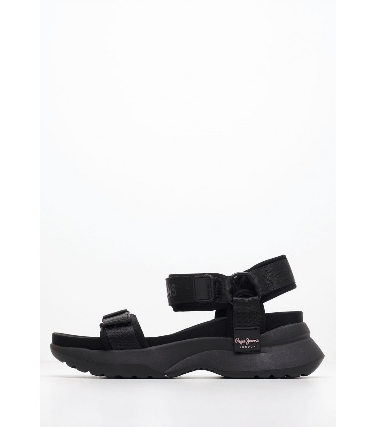 Women Sandals Venus.Block Black Fabric Pepe Jeans