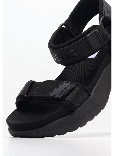 Women Sandals Venus.Block Black Fabric Pepe Jeans