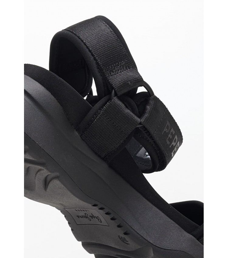 Women Sandals Venus.Block Black Fabric Pepe Jeans