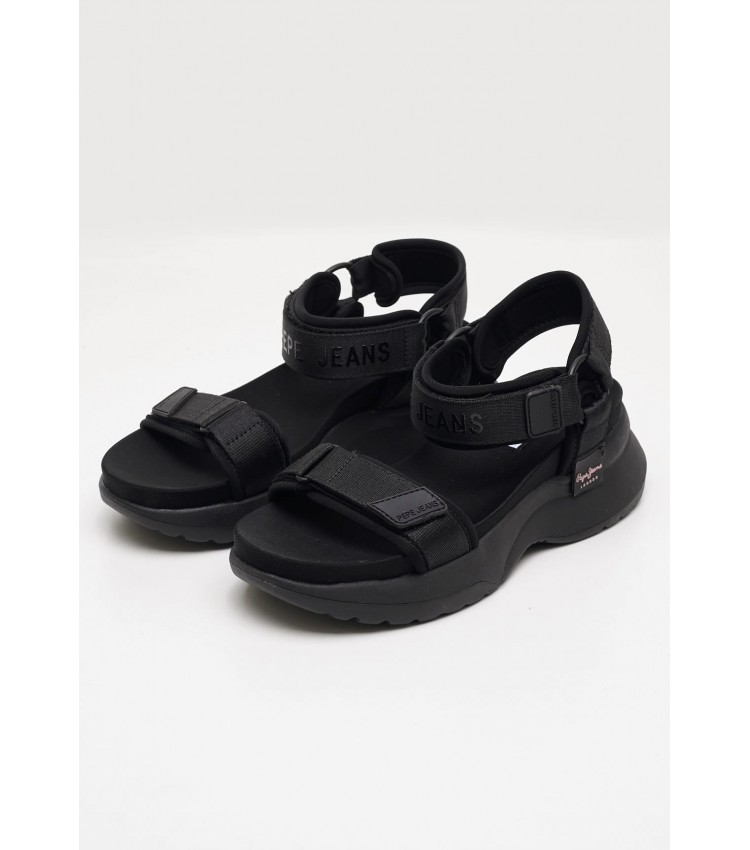 Women Sandals Venus.Block Black Fabric Pepe Jeans