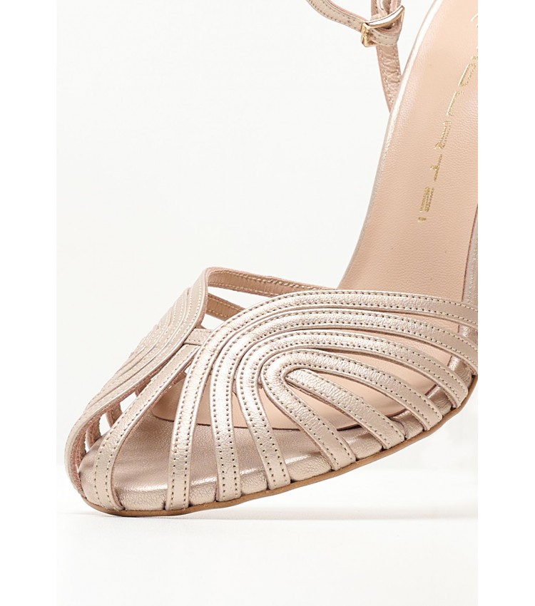 Women Sandals 86028 Gold Leather Mourtzi