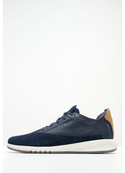 Men Casual Shoes Aerantis.Urban Blue Leather Geox