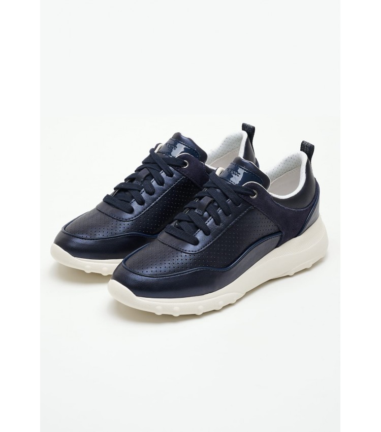 Women Casual Shoes Alleniee.Pearl Blue Leather Geox
