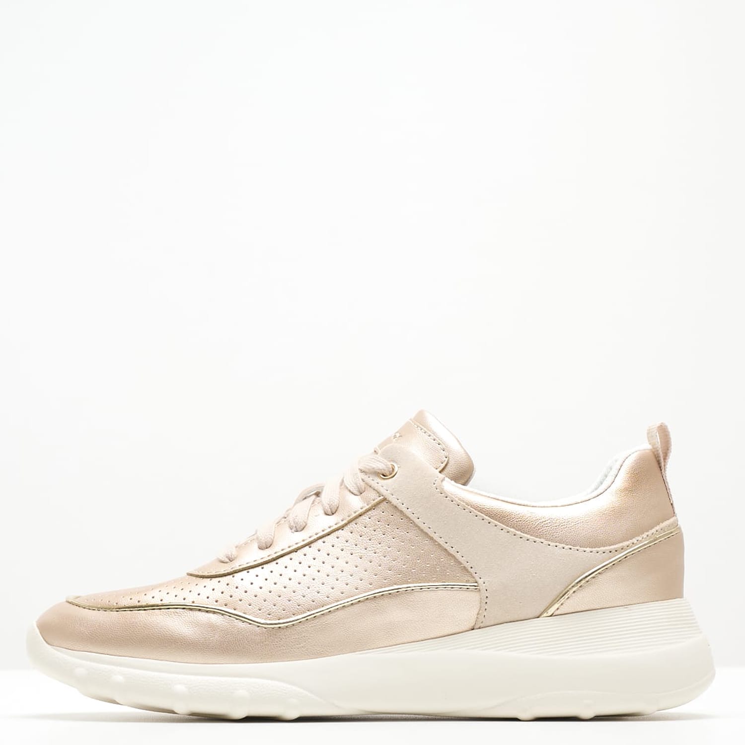 Γυναικεία Παπούτσια Casual Alleniee.Pearl Χρυσό Δέρμα Geox