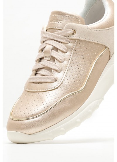 Women Casual Shoes Alleniee.Pearl Gold Leather Geox