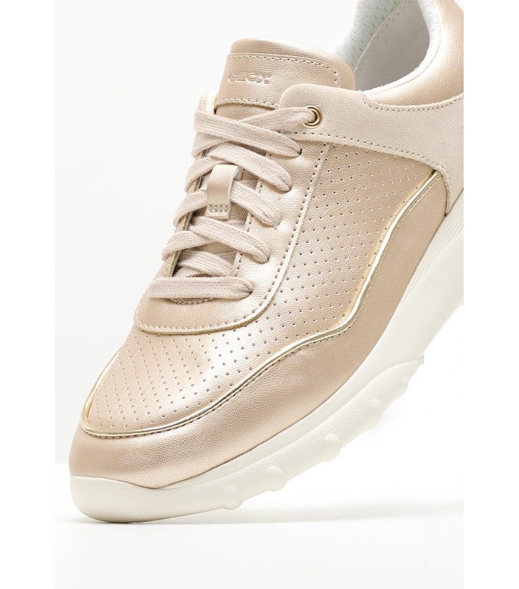 Women Casual Shoes Alleniee.Pearl Gold Leather Geox