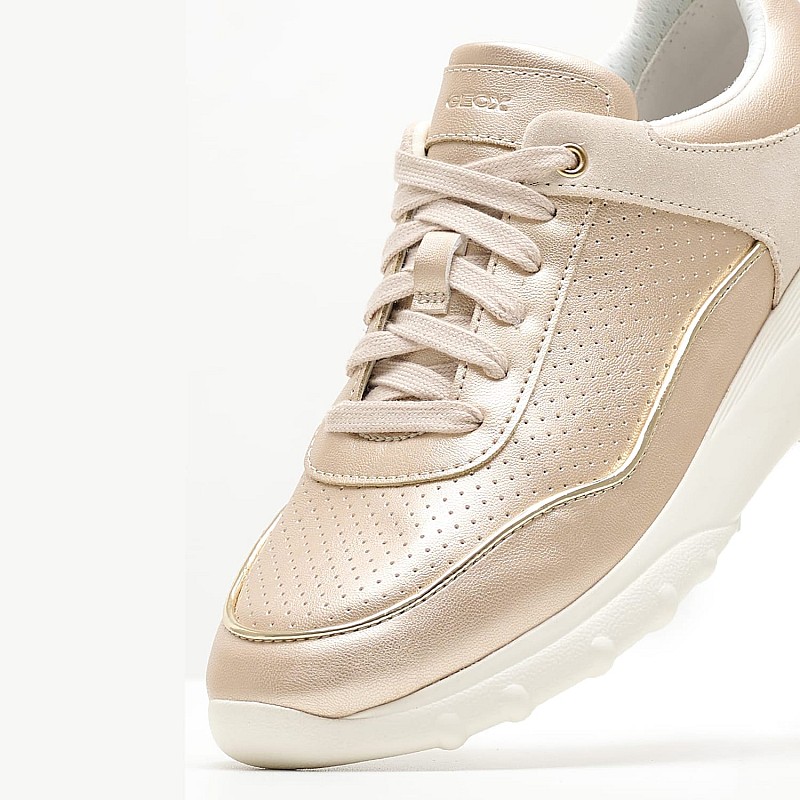 Γυναικεία Παπούτσια Casual Alleniee.Pearl Χρυσό Δέρμα Geox