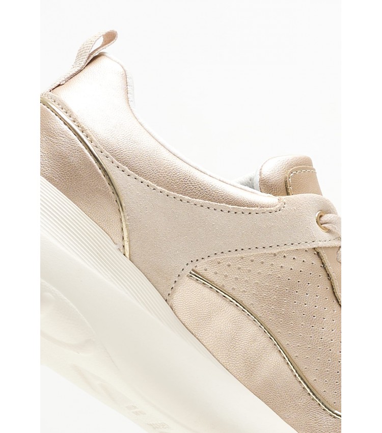 Γυναικεία Παπούτσια Casual Alleniee.Pearl Χρυσό Δέρμα Geox