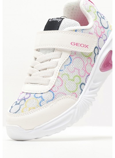 Kids Casual Shoes Assister.G White Fabric Geox