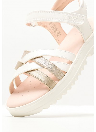 Kids Flip Flops & Sandals Coralie.Gir White ECOleather Geox